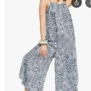 Anthropologie Leopard Print Wide-Leg Romper